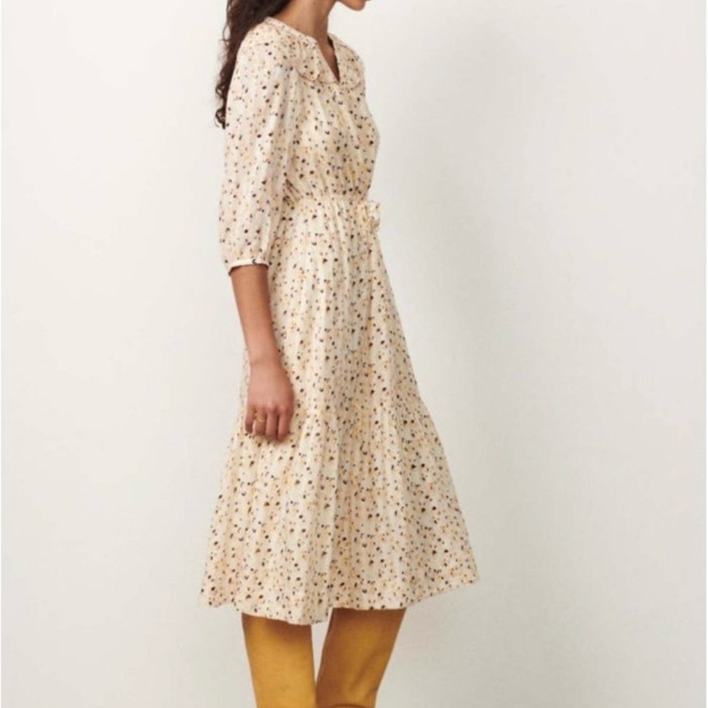 ba&sh Floral Midi Dress in Cream and Black - Picture 8 of 14